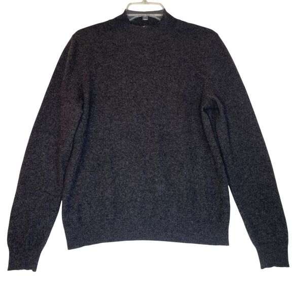 Lord & Taylor Cashmere Mock neck Sweater Women L Gray Old Money Quiet Luxury - Picture 1 of 6